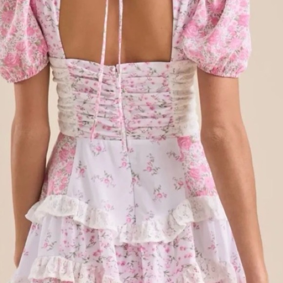 Altar’d State Floral Puff Sleeve Tiered Mini Dress Size Small NWT - Picture 13 of 14